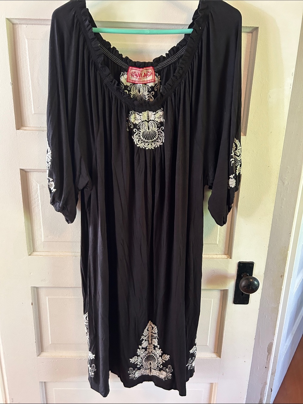 Johnny Was JWLA Black Embroidered Boho Tunic Dress Sz 2X